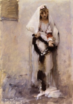 Un retrato de niña mendiga parisina John Singer Sargent Pinturas al óleo